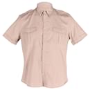 Gucci Short Sleeve Button Front Shirt in Beige Cotton 