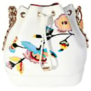 Dior White Calfskin & Multicolor Python Applique Paradise Bubble Bucket Bag 