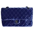 Chanel Blue Quilted Velvet Medium Classic lined Flap Bag