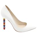 Sophia Webster Coco Crystal Embellished Heel Pointed Toe Pumps in White Leather - Sophia webster