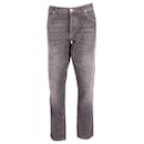 Brunello Cucinelli Straight Leg Selvedged Jeans in Grey Cotton