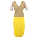 Louis Vuitton dress in gold cream cashmere with yellow skirt