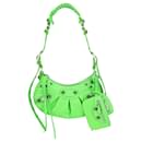Balenciaga Women Le Cagole XS in Acid Green with crocodile embossed leather
