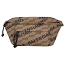 Balenciaga Men Signature Monogram Waist bag in Beige calfskin leather