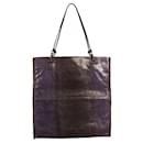 PRADA mini sac à main cabas en cuir violet embossé lézard avec anses doublées - Prada