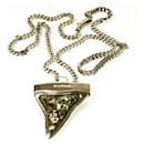 Givenchy Large Shark Tooth Pendant Silver Tone Chain Necklace with crystals