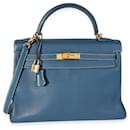 Hermes Verso Bleu Thalassa & Bleu Jean Clemence Retourne Kelly 32 Ghw  - Hermès