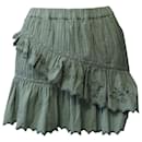 Love Shack Fancy Ruffled Mini Skirt in Green Cotton  - LoveShackFancy