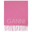 Fringed Scarf in Pink Recycled Wool - Ganni