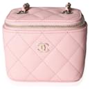 Chanel Pink Quilted Caviar Mini Vanity Case With Chain 