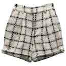 Anine Bing Becky Plaid Tweed Shorts in Beige Polyester
