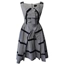 Vivienne Westwood Anglomania Striped Midi Dress in Navy Blue and Grey Polyester