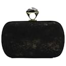 Bolsa Clutch Diane Von Furstenberg Powerstone Minaudiere em camurça preta
