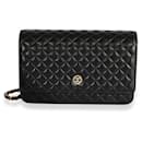 Chanel Black Quilted Lambskin  Crest Wallet On Chain