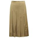 Theory Panel Pleated Midi Skirt in Brown Virgin Wool
