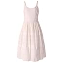 Alice + Olivia Patterned Sleeveless Midi Dress in White Cotton