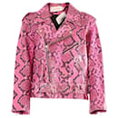 Marques Almeida Python Effect Biker Jacket in Pink Leather