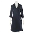 Chanel star CC here mark button 13P three-quarter sleeve trench coat cotton ladies black [used]