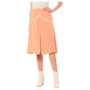Prada SS17 Salmon Pink Lace Trim Silk Midi Skirt