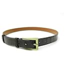 VINTAGE BELT HERMES T75 IN BROWN CROCODILE BUCKLE IN VERMEIL BROWN BELT - Hermès