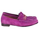 Gucci Horsebit Fringe Loafers in Purple Suede
