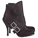 Dior Spy Button High Heel Ankle Boots in Black Leather 
