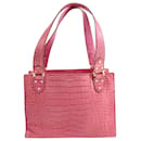 Kate Spade Crocodile Embossed Bag in Pink Leather 