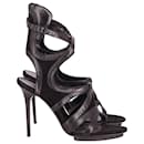 Balenciaga Cut-out Ankle Wrap High Heel Sandals in Black Suede  