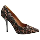 Givenchy Lace Pointed Toe Pumps in Brown Leather