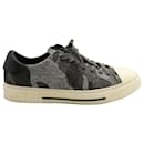 Valentino Camouflage Cap Toe Low Top Sneakers in Grey Wool Flannel