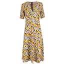 Diane Von Furstenberg Floral Midi Dress in Yellow Viscose