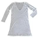 Gerades Tunika- oder T-Shirt-Kleid 100% Ecru Leinen T.2 - Majestic