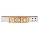 Cintura in pelle con placca logo Moschino