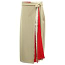 Diane Von Furstenberg Pleated Wrap Style Skirt in Beige Triacetate