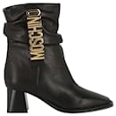 Moschino Logo Leather Ankle Boots