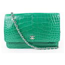 Ultra Rare Emerald Green Alligator Wallet on Chain SHW WOC - Chanel
