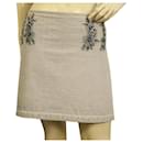 Chloe Saxe Pinkish Denim Beaded Tulle Flowers Short Mini Skirt w. Zipper Size 42 - Chloé