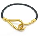 NEW HERMES JUMBO BRACELET 18CM IN BLACK LEATHER WITH GOLD PVD FINISH NEW LEATHER - Hermès