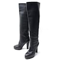 CHANEL THIGH-HEEL BOOTS 40 BLACK LEATHER BOOTS - Chanel