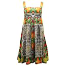 Dolce & Gabbana Printed Pleated Midi Dress in Multicolor Polyester