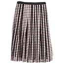 Tory Burch Fully Pleated Printed Skirt in Black and Pink Silk 
