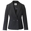 Maje Valmy Double-Breasted Crepe Blazer in Black Polyester