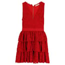 Alice + Olivia Spitzen-Minikleid mit V-Ausschnitt aus rotem Nylon