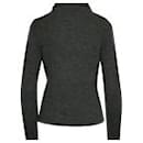 Prada Knitted Sweater with Leather Bodice in Grey Virgin Wool