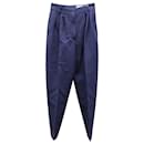 Alexander McQueen Pleated Crepe Tapered Pants in Navy Blue Wool - Alexander Mcqueen