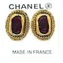 Chanel - vintage 70s Gripoix Clip On - Doré et Rouge Orange Foncé - Boucles d'oreilles