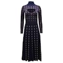 Temperley London Night Cutout Metallic Intarsia Midi Dress in Navy Wool