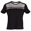 Maje Eyelet and Lace Insert Top in Black Cotton