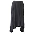 Maje Jonala Wrap-Over Crepe Midi Skirt in Black Viscose
