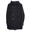 Comme Des Garcons Hooded  Coat with Toggle Closure in Navy Blue Wool